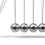 Newton's Cradle with silver balls. 3d illustration